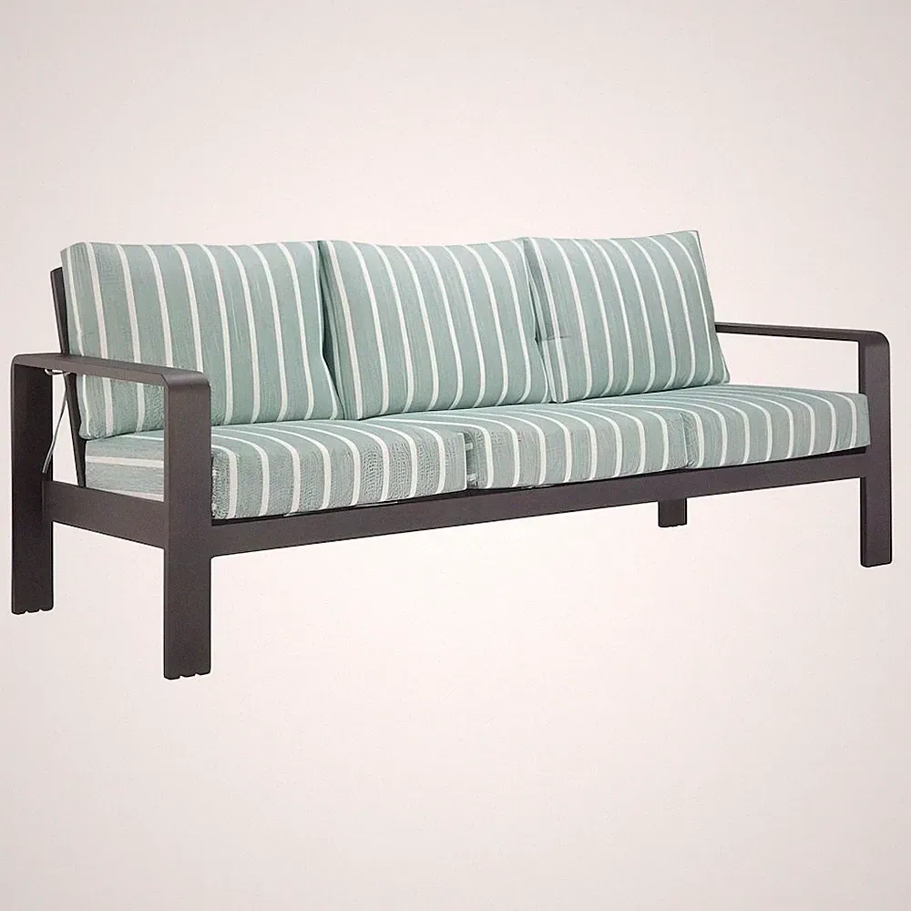 Green Outdoor Sofa With Cushions, Patio Couch for Three With Aluminum Frame
