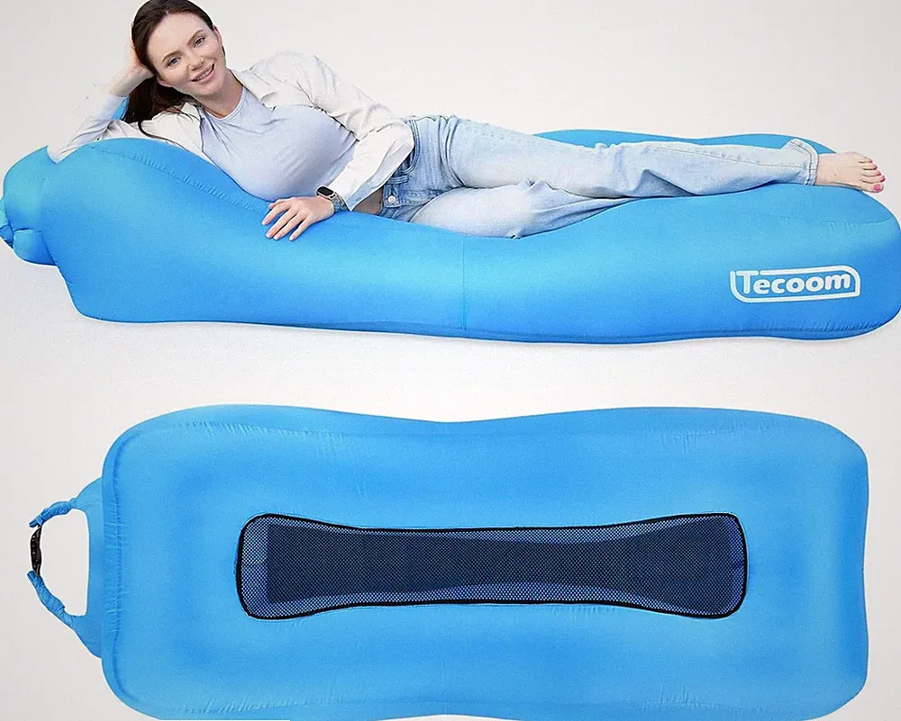 Inflatable Lounger Couch Sun Air Sofa Hammock, Waterproof Blow up Beach Chair 2