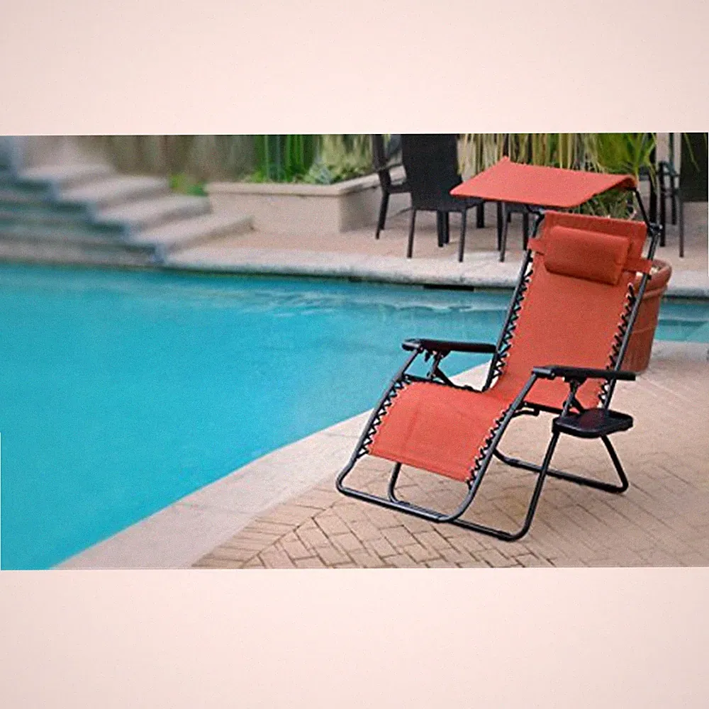 Jeco Oversized Olefin Zero Gravity Chair with Sunshade and Drink Tray