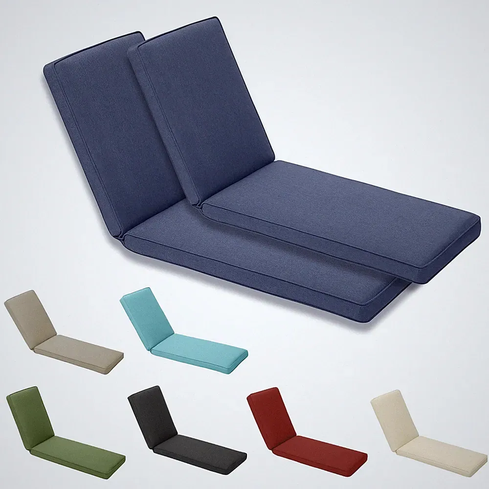 Outdoor 72'' Chaise Lounge Cushions Pad Deck Recliner Mat 3" Thick Foam Set of 2