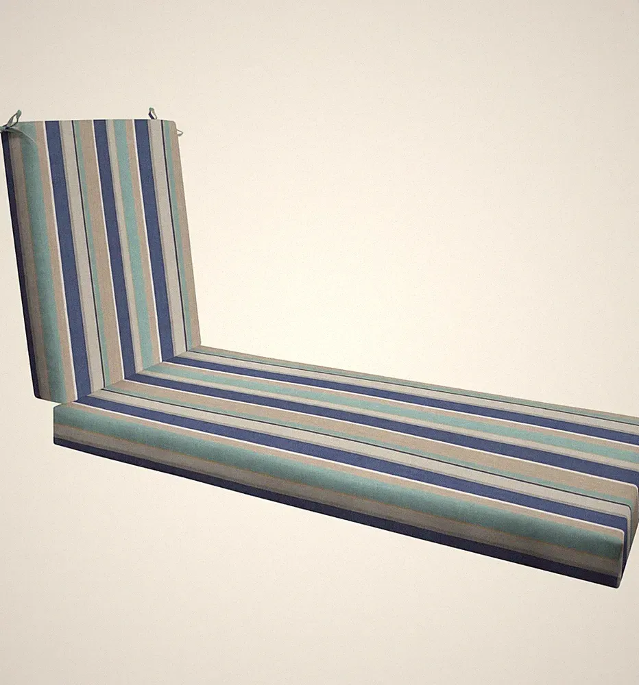Outdoor Chaise Lounge, 21.5 x 70, Stripe Blue & Beige Chair Cushion for Patio...