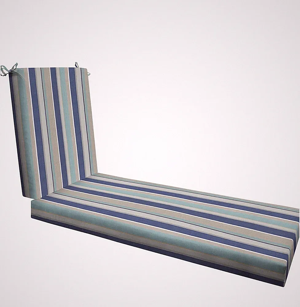 Outdoor Chaise Lounge, 22.5 x 70, Stripe Blue & Beige Chair Cushion for Patio...