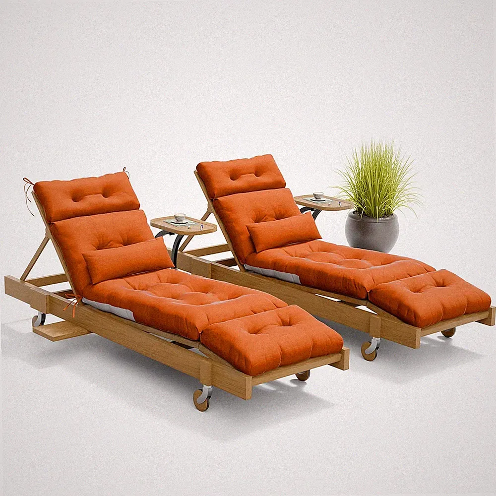 Outdoor Lounge Chair Cushions Set of 2 with Pillow, Olefin Waterproof and Fade R