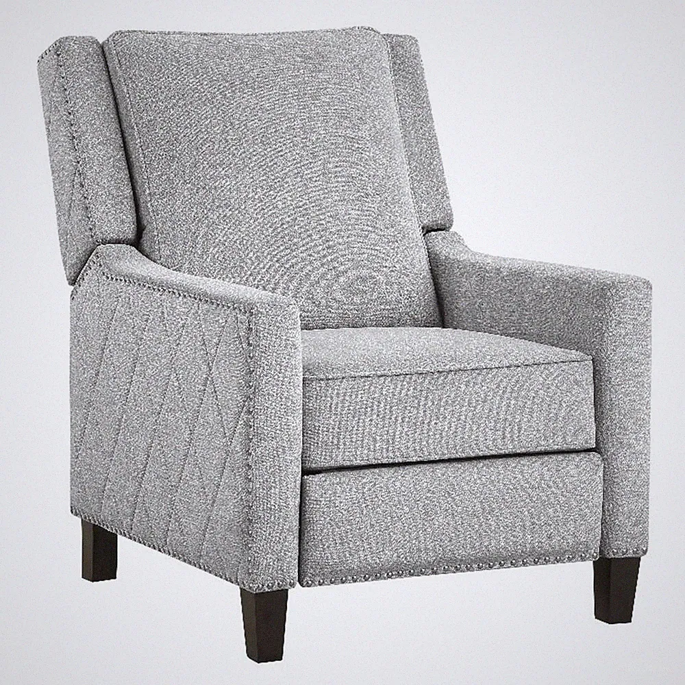 Pemberly Row Contemporary Fabric Upholstered Push Back Recliner in Gray