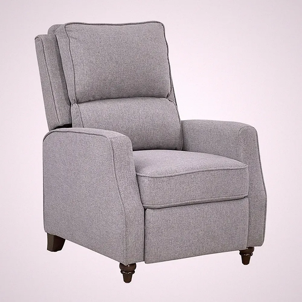 Pemberly Row Modern / Contemporary Fabric Push Back Recliner in Gray