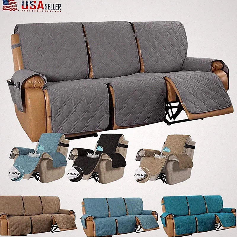 Quilted Armchair Recliner Chair Cover Couch Slipcover Mat For Pet 1/2/3 Seater