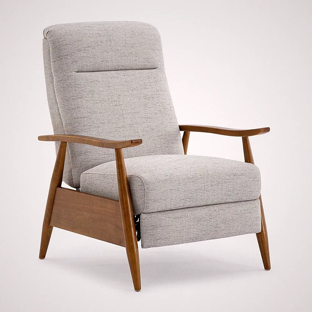 Terni Wood Arm Push Back Recliner in Performance Fabric - Sea Oat