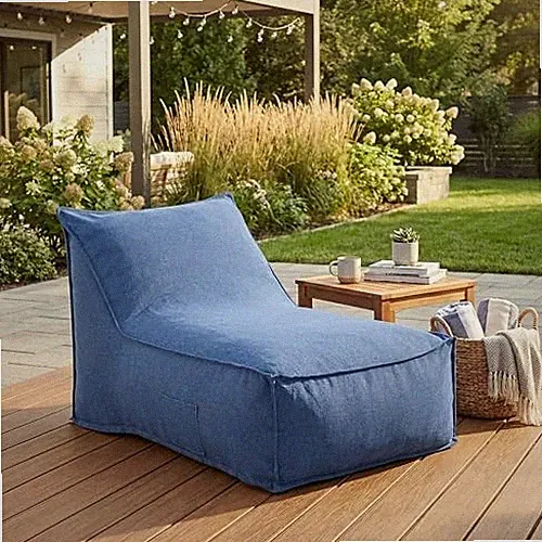 Venny 48" L Outdoor Bean Bag Chair, Fabric Bean Bag Chair for Navy Blue/48"l