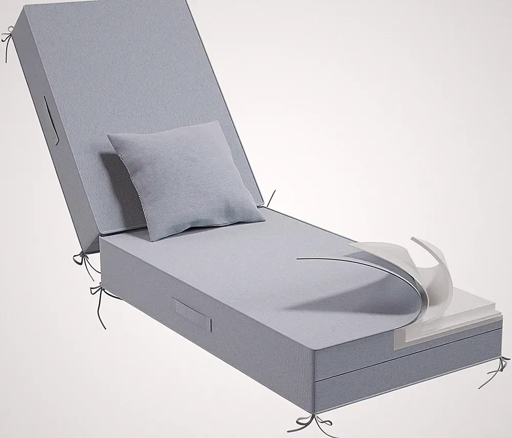 Water-Resistant Olefin Chaise Lounge Cushions with Pillow - Light Gray 72"x21